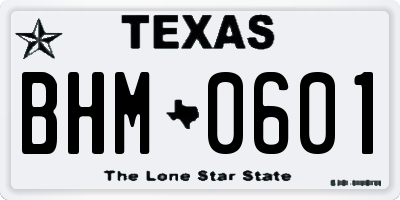 TX license plate BHM0601