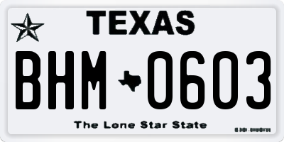 TX license plate BHM0603