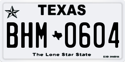 TX license plate BHM0604