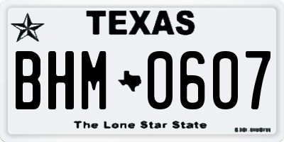 TX license plate BHM0607