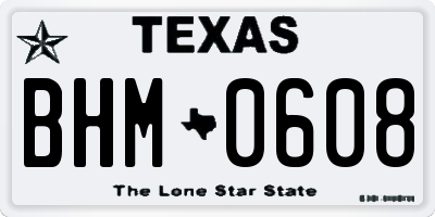 TX license plate BHM0608