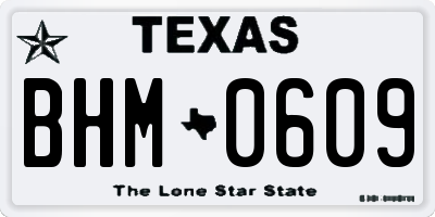 TX license plate BHM0609