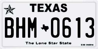 TX license plate BHM0613
