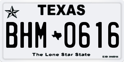 TX license plate BHM0616