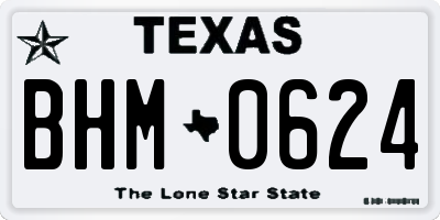 TX license plate BHM0624