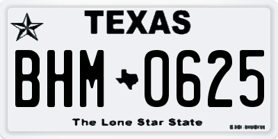 TX license plate BHM0625