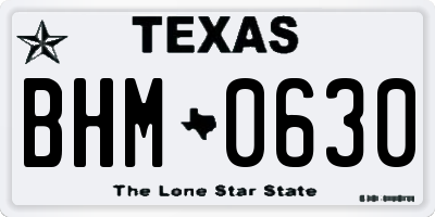 TX license plate BHM0630