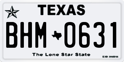 TX license plate BHM0631