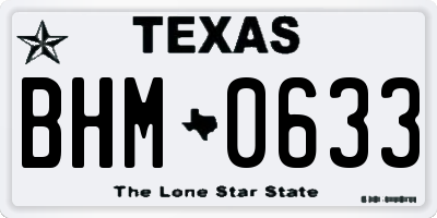 TX license plate BHM0633