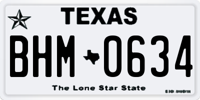 TX license plate BHM0634