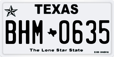 TX license plate BHM0635