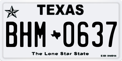 TX license plate BHM0637