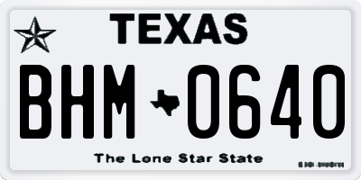TX license plate BHM0640