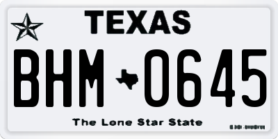 TX license plate BHM0645