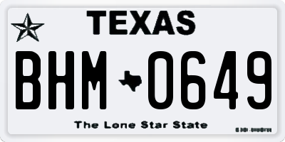 TX license plate BHM0649