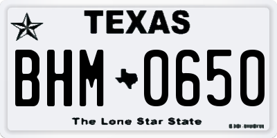 TX license plate BHM0650