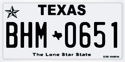 TX license plate BHM0651