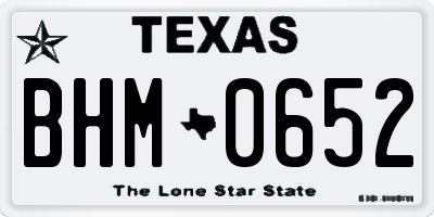 TX license plate BHM0652