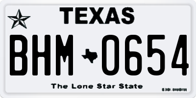 TX license plate BHM0654