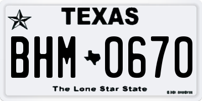 TX license plate BHM0670