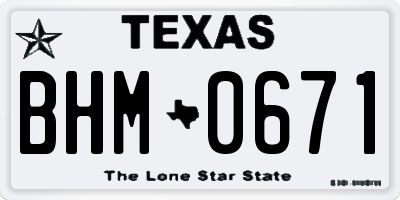 TX license plate BHM0671