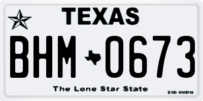TX license plate BHM0673