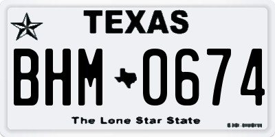 TX license plate BHM0674