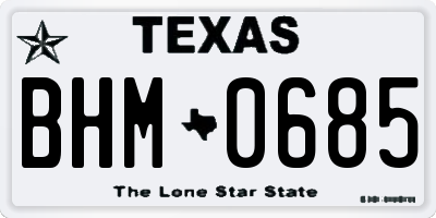 TX license plate BHM0685
