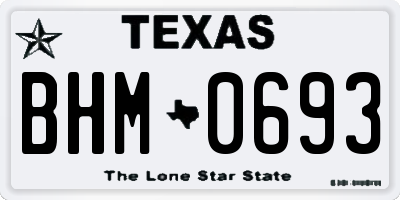 TX license plate BHM0693