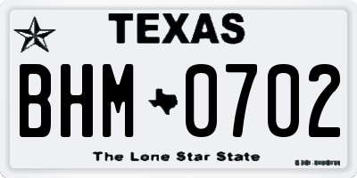 TX license plate BHM0702