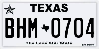 TX license plate BHM0704