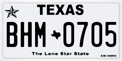 TX license plate BHM0705