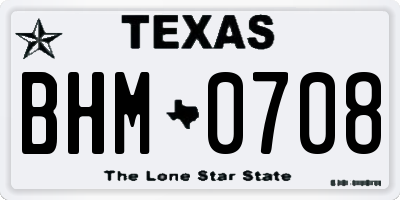 TX license plate BHM0708