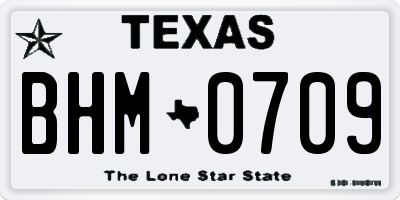 TX license plate BHM0709