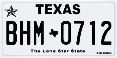TX license plate BHM0712