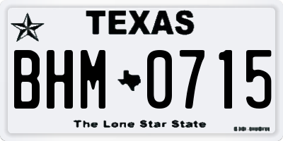 TX license plate BHM0715