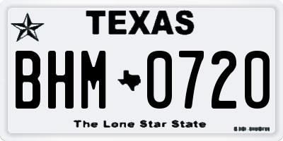 TX license plate BHM0720
