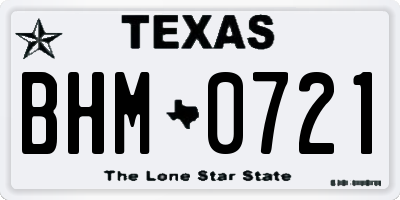TX license plate BHM0721