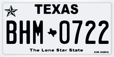 TX license plate BHM0722