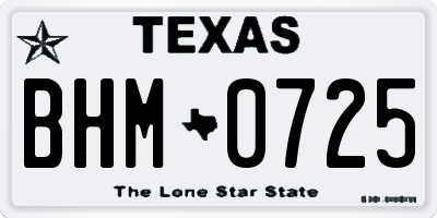 TX license plate BHM0725