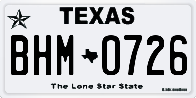 TX license plate BHM0726