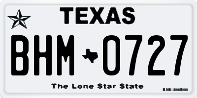 TX license plate BHM0727