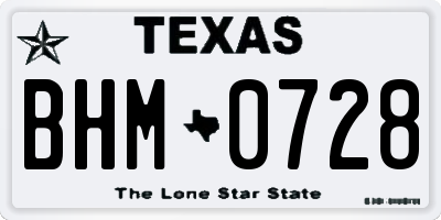 TX license plate BHM0728