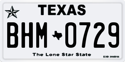 TX license plate BHM0729