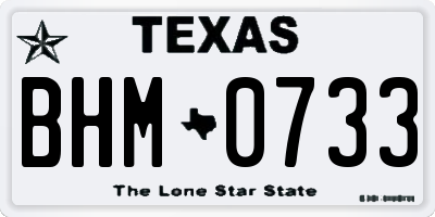 TX license plate BHM0733