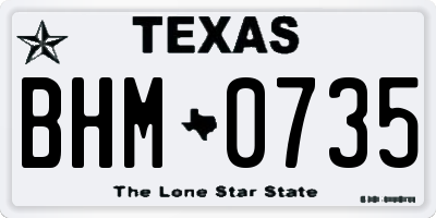 TX license plate BHM0735