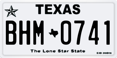 TX license plate BHM0741