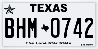 TX license plate BHM0742