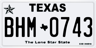 TX license plate BHM0743