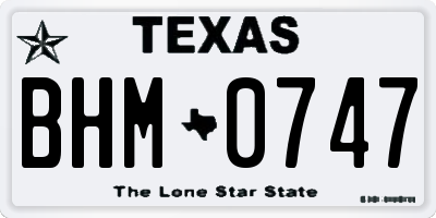 TX license plate BHM0747